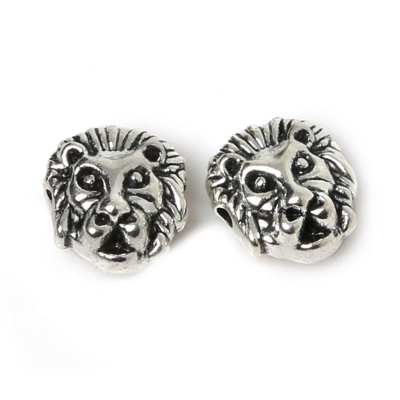 12mm 10pcs  Lion Leopard Head Beads Antique Silver Charms Pendant Beads For Jewelry Making Bracelet DIY Jewelry Findings (China)