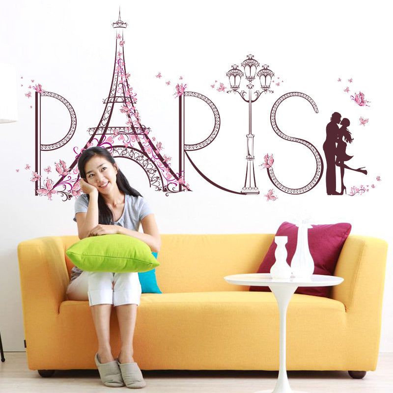 Romantic Paris Tower Background Sticker