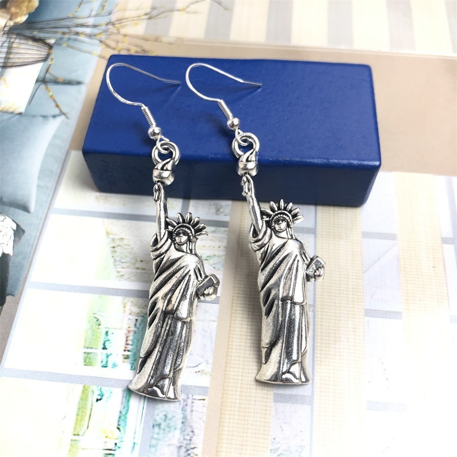 Simple Statue Of Liberty 925 Silver Pin Earrings