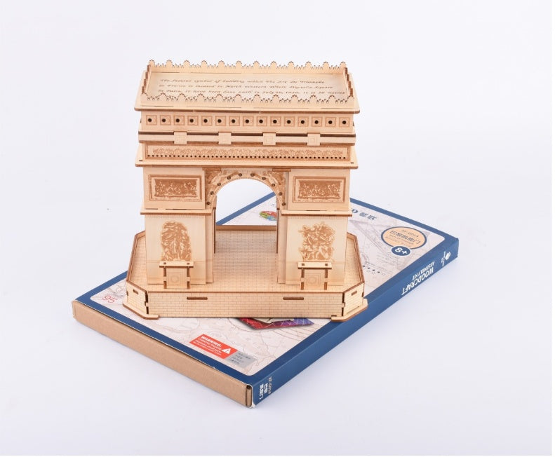 Laser Cut Wooden Three-Dimensional Jigsaw Puzzle Color Box Arc De Triomphe Paris