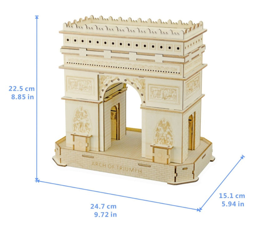 Laser Cut Wooden Three-Dimensional Jigsaw Puzzle Color Box Arc De Triomphe Paris