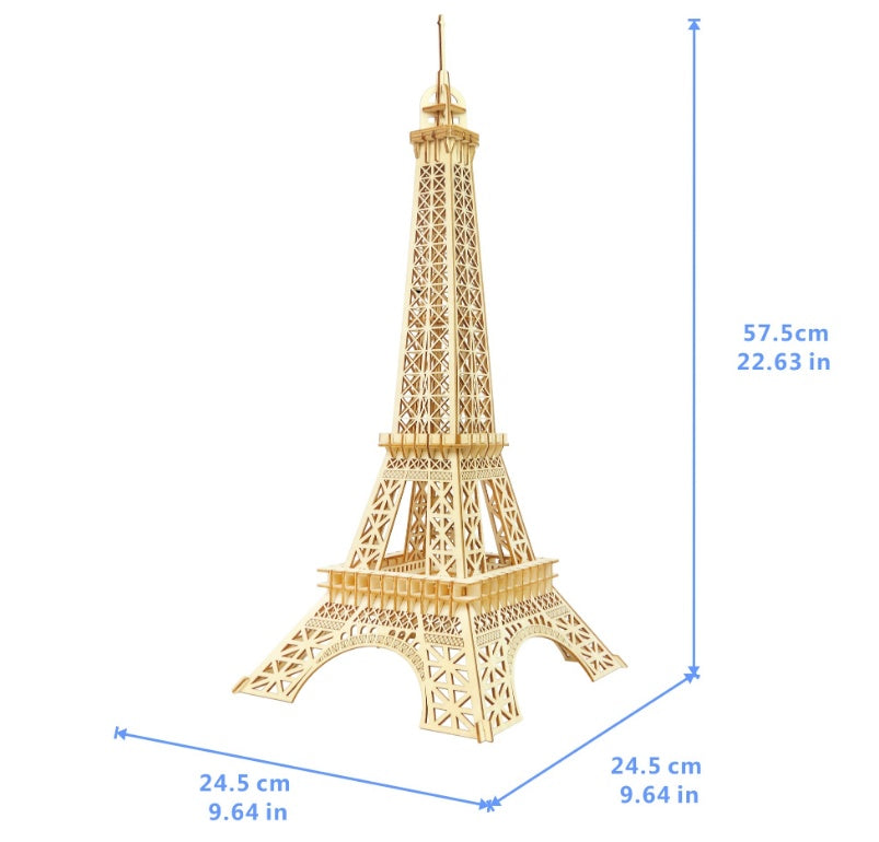 Little Paris Tower Color boxed 3D Wooden Model 3D Jigsaw Puzzle Laser Cutting Processing
