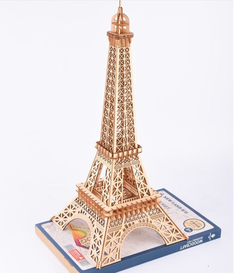 Little Paris Tower Color boxed 3D Wooden Model 3D Jigsaw Puzzle Laser Cutting Processing