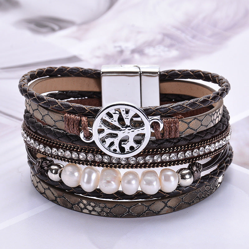 Italian Retro Simple Magnetic Leather Bracelet