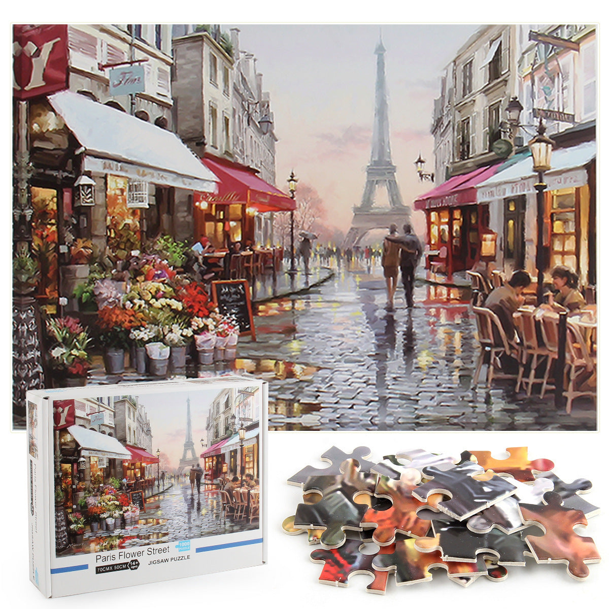 Eiffel Tower Flower Street Jigsaw