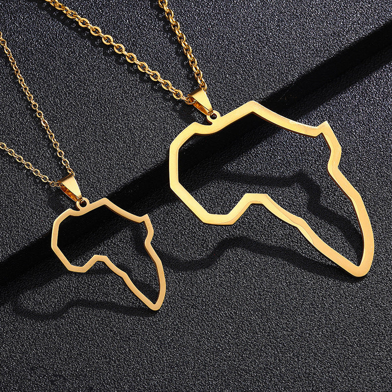 Africa Map Hip Hop Couple Pendant Necklace