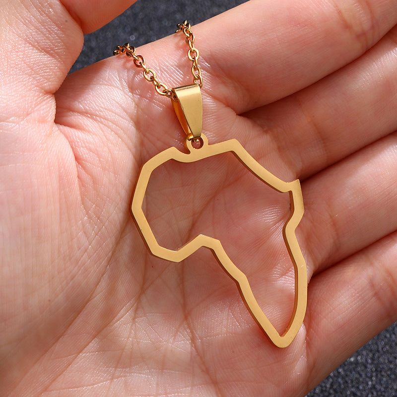 Africa Map Hip Hop Couple Pendant Necklace