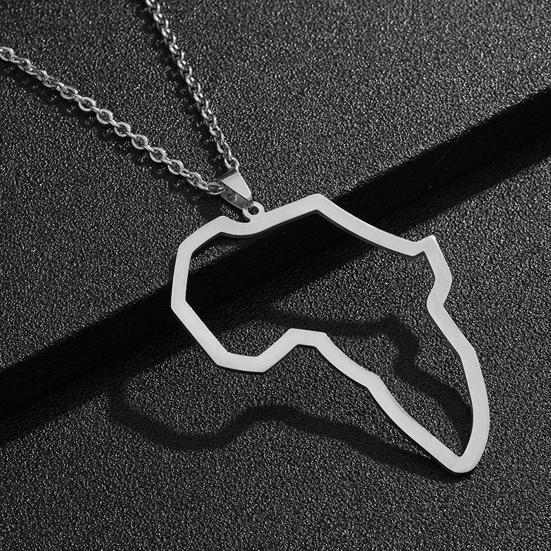 Africa Map Hip Hop Couple Pendant Necklace