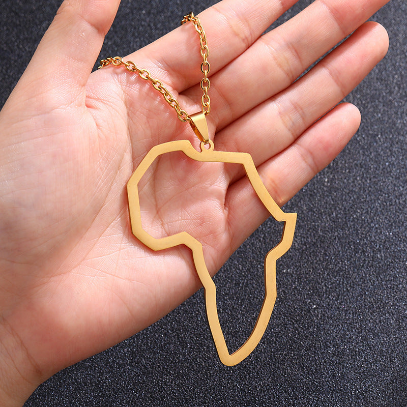 Africa Map Hip Hop Couple Pendant Necklace