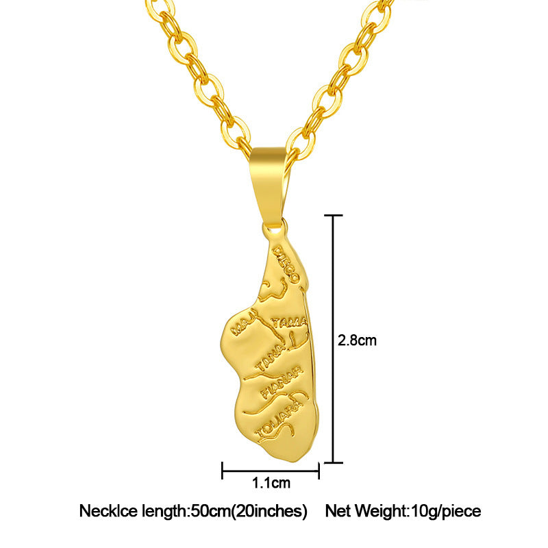 Africa Madagascar Stainless Steel Chain Map Necklace