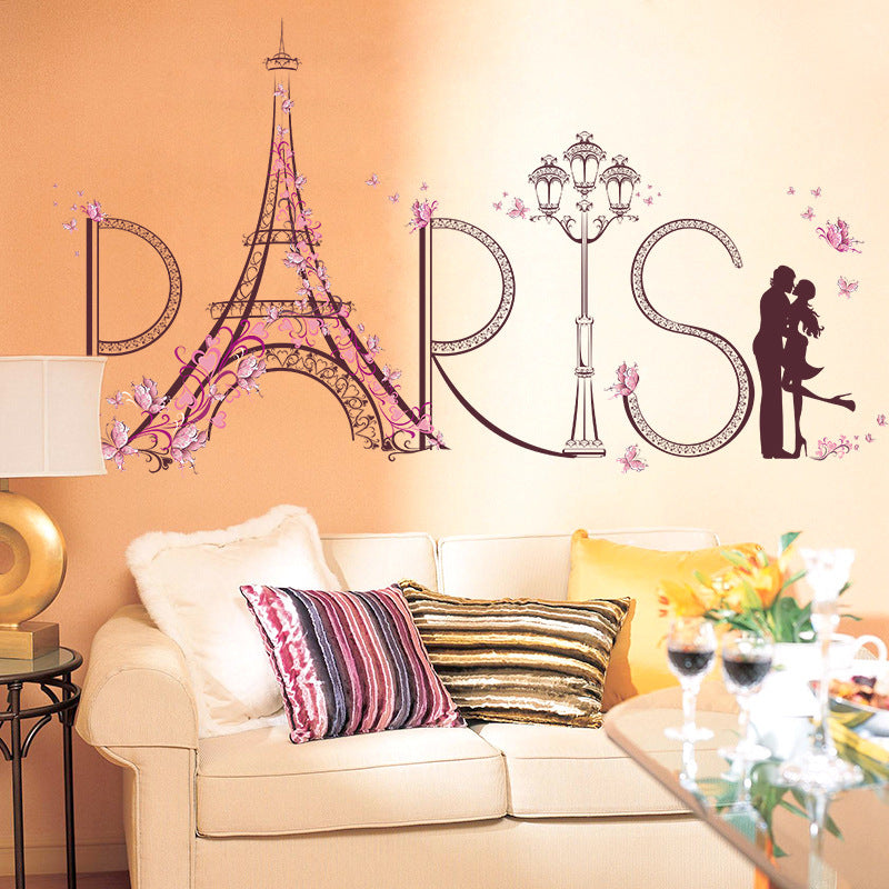 Romantic Paris Tower Background Sticker