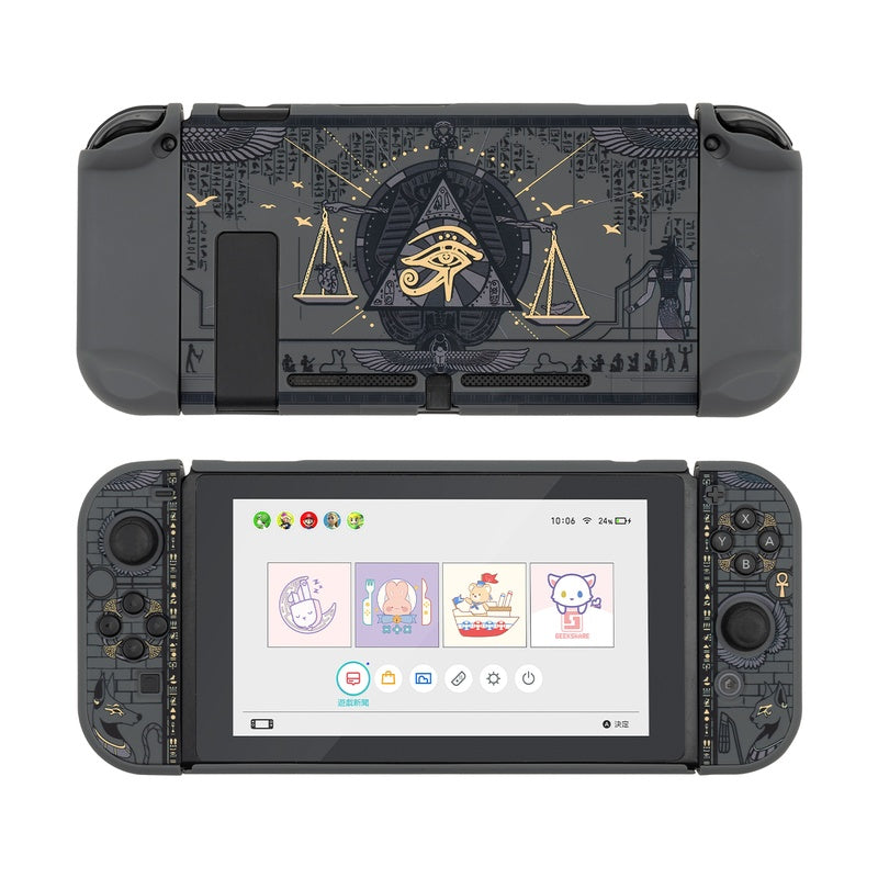 Mysterious Egypt SwiTch Protective Shell Black Hard Cover Back Grip Controller Split Housing Case