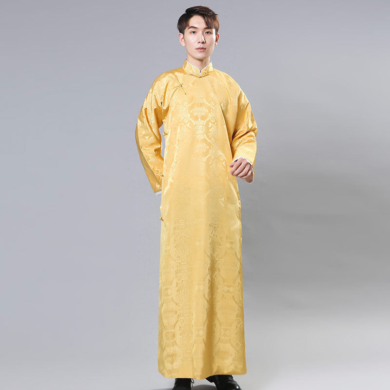 Republic Of China Style Men's Chinese Style Groomsmen Dress Gown Robe Mandarin Tang Suit