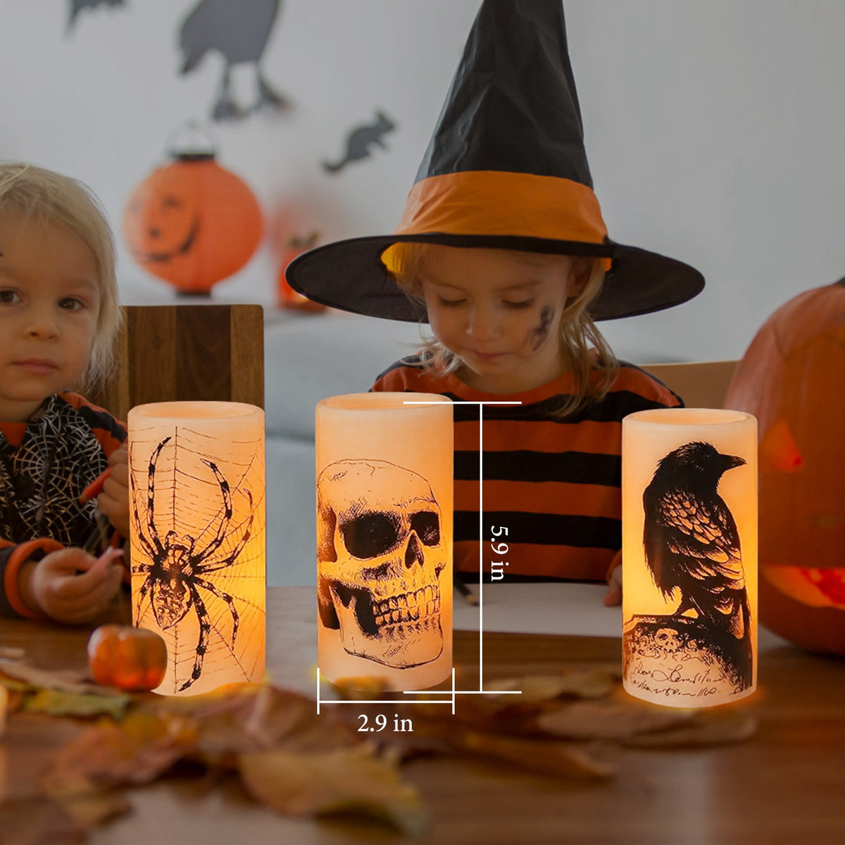 Halloween Flameless Candle Lamps, Set of 3 with 6-Hour Timer – image 4