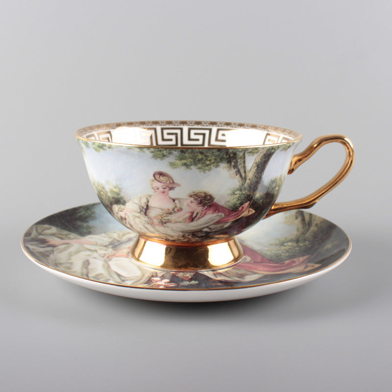 European Style Coffee Cup Plate Bone China Ceramic Cup Phnom Penh