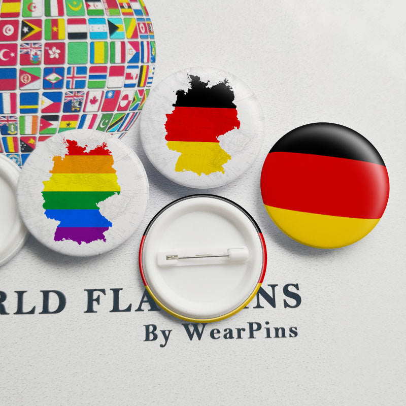 Germany Flag Map Rainbow Button Badge