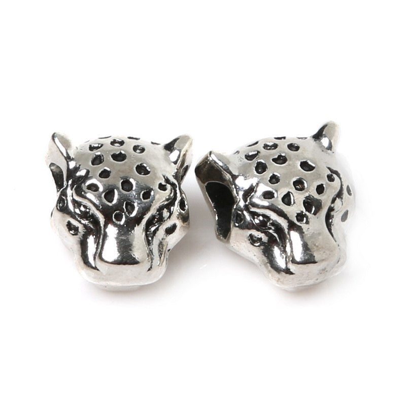 12mm 10pcs  Lion Leopard Head Beads Antique Silver Charms Pendant Beads For Jewelry Making Bracelet DIY Jewelry Findings (China)