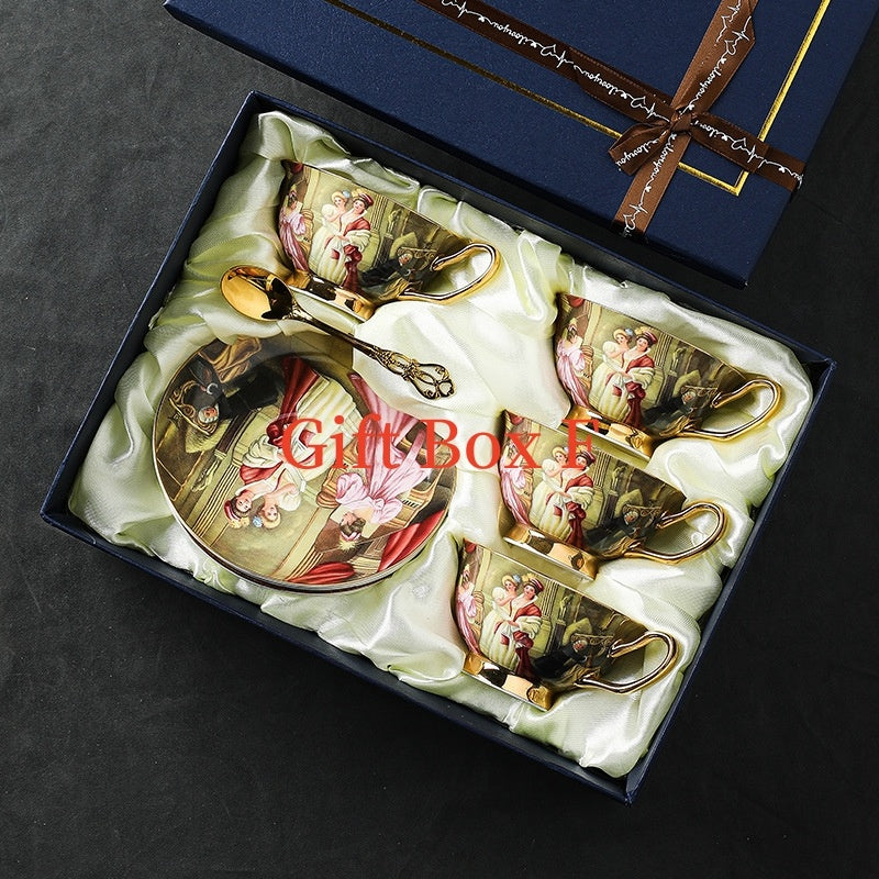 Noble Lady European Style Bone China Coffee Cup And Saucer Suit