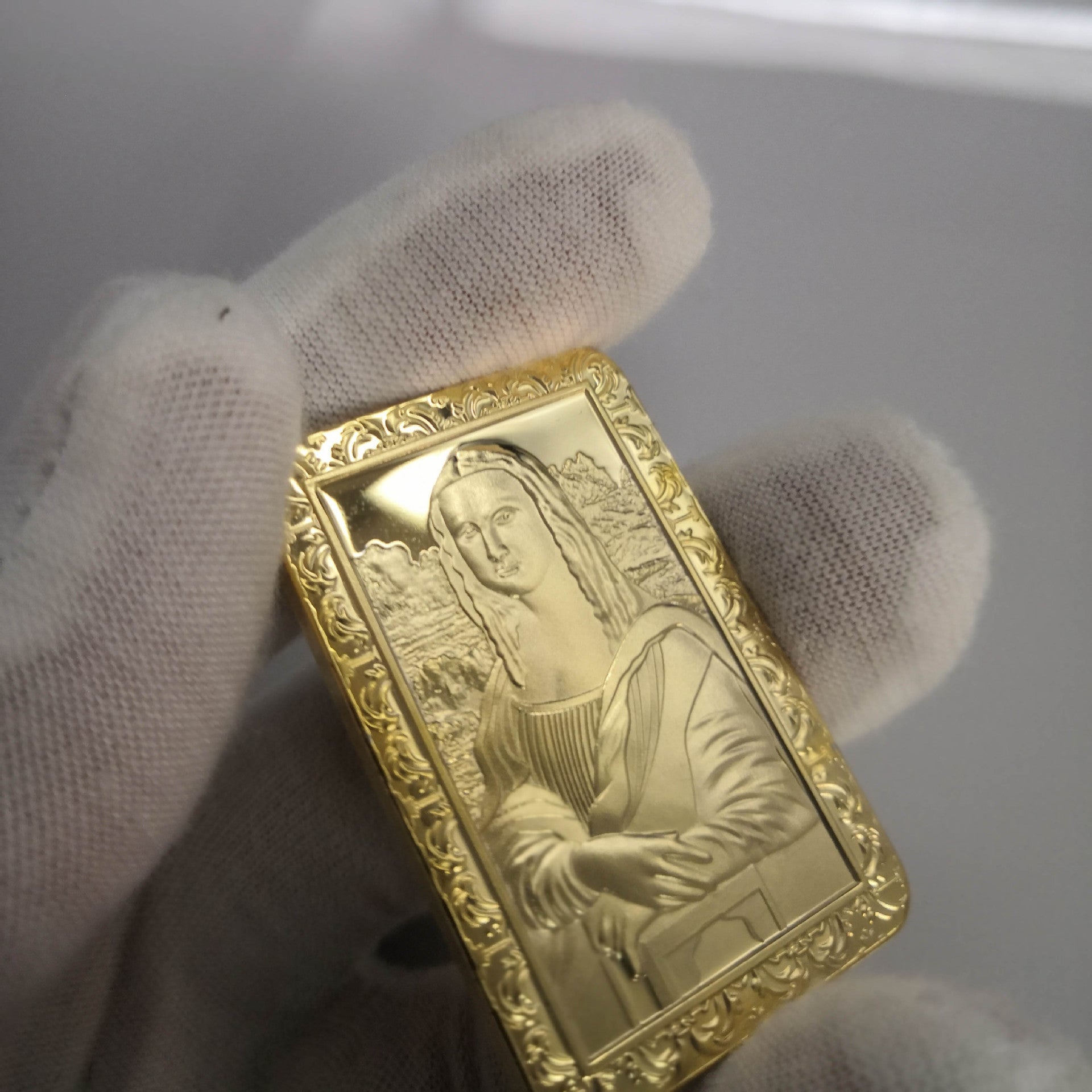 Da Vinci Mona Lisa Gold Plated Bar Commemorative Coin Souvenir Art Bar