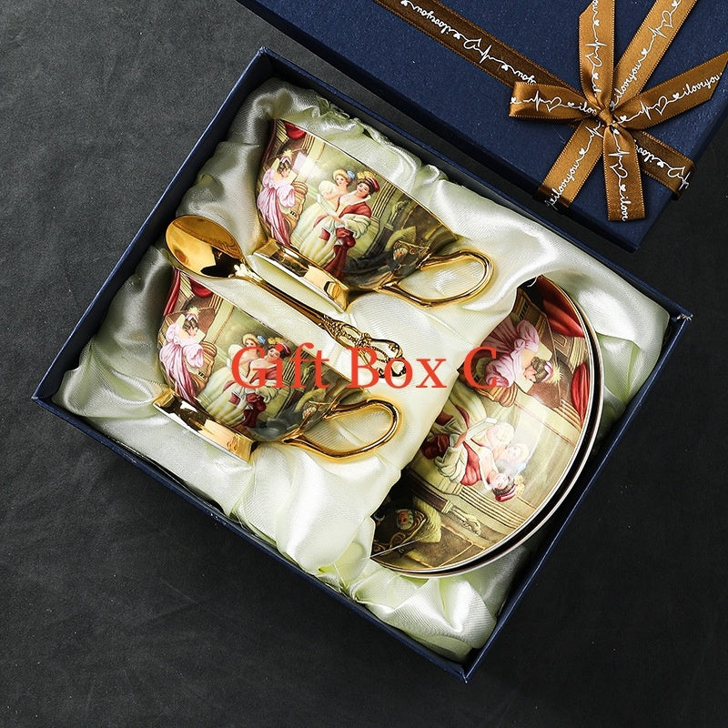 Noble Lady European Style Bone China Coffee Cup And Saucer Suit