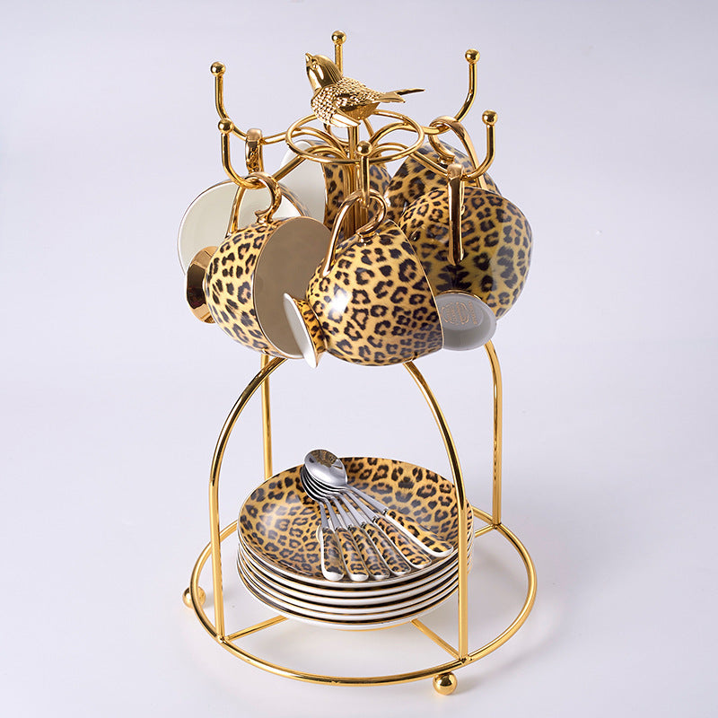 Leopard Bone China Coffee Cup And Saucer Set