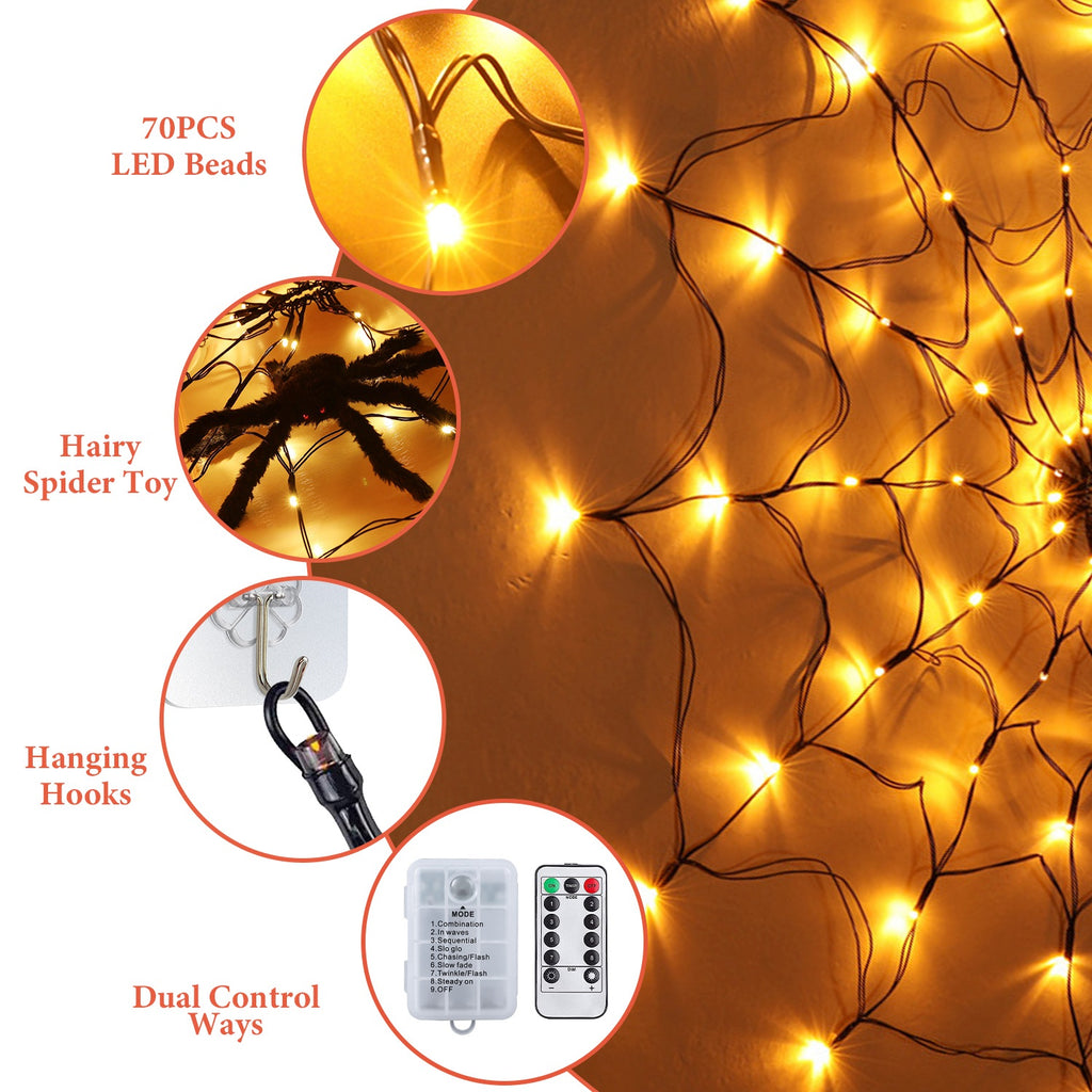 Light-Up Spider Web with Hairy Spider, 3.3 ft, with Remote – image 6