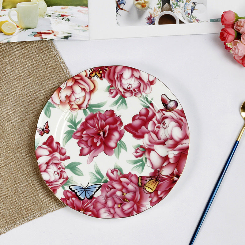 Creative Bone China Plate Household Ceramic Flat Plate
