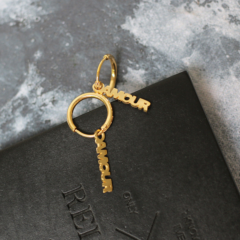 Paris French Alphabet Cutout Earrings Petite