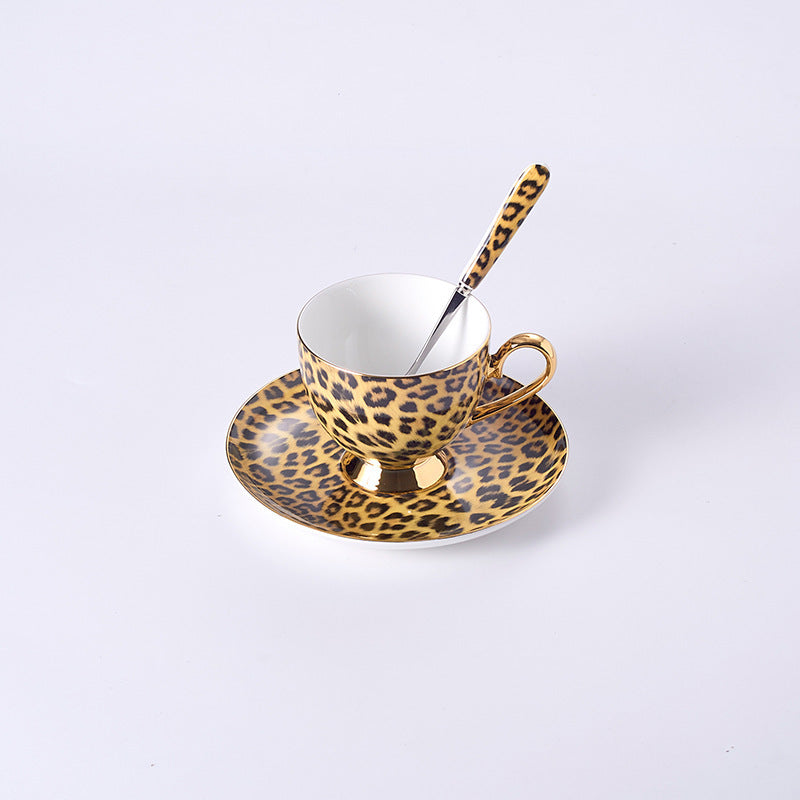 Leopard Bone China Coffee Cup And Saucer Set