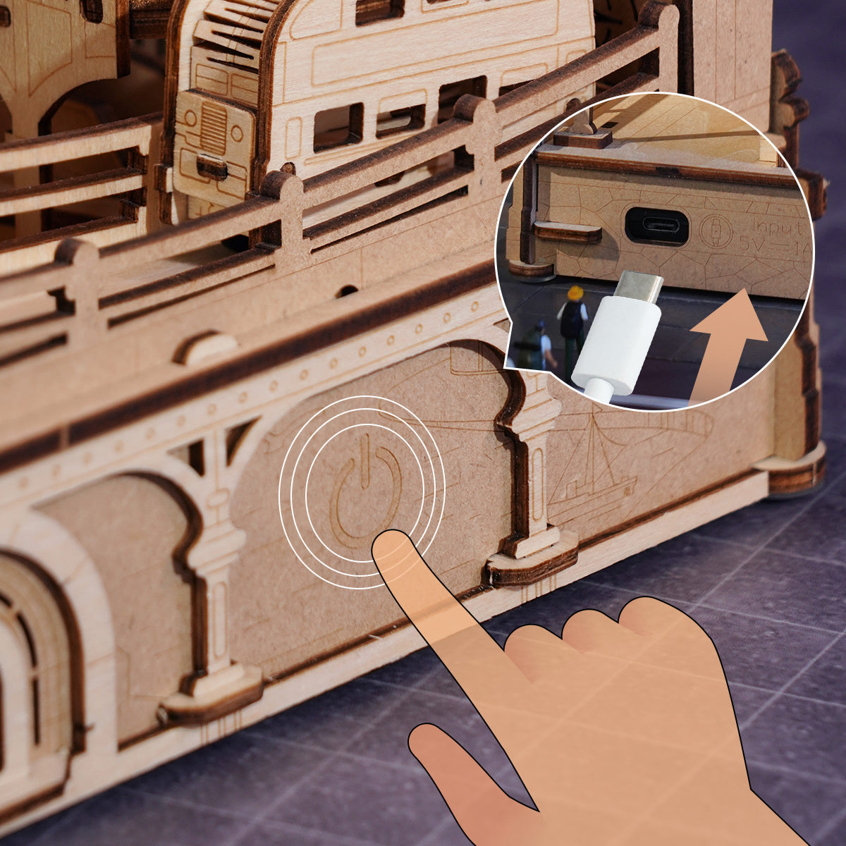 ROBOTIME 3D Wooden Puzzle London City Mechanical Model With Marble Run & LED Lights, DIY Decorative Kit For Adults & Teens