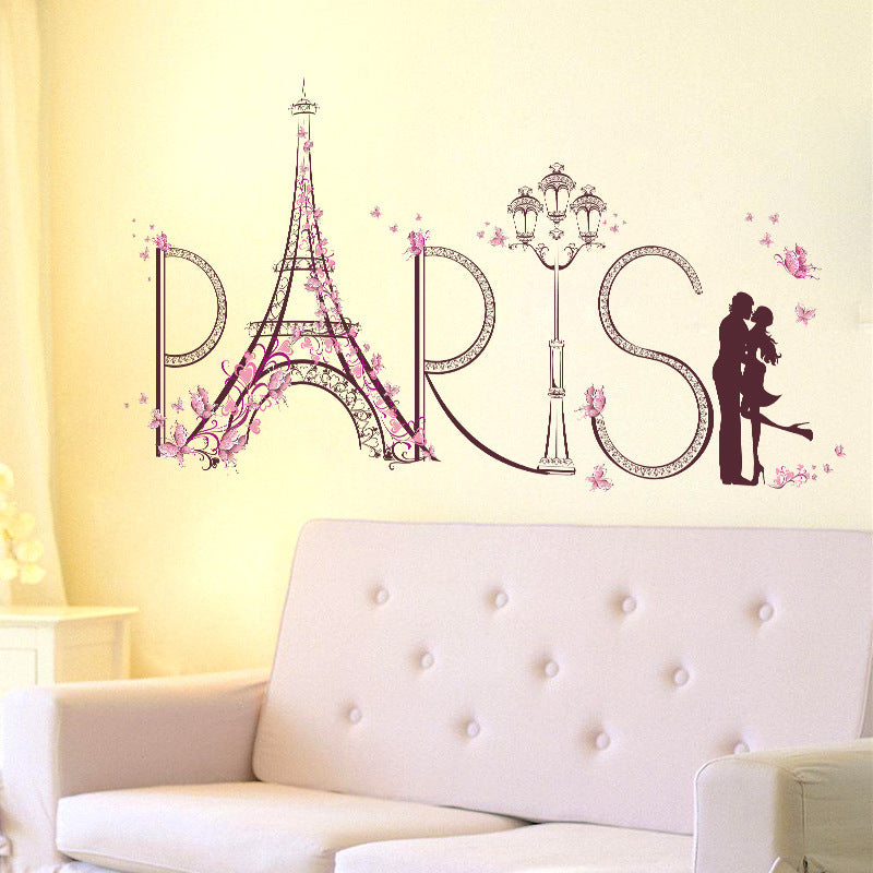 Romantic Paris Tower Background Sticker