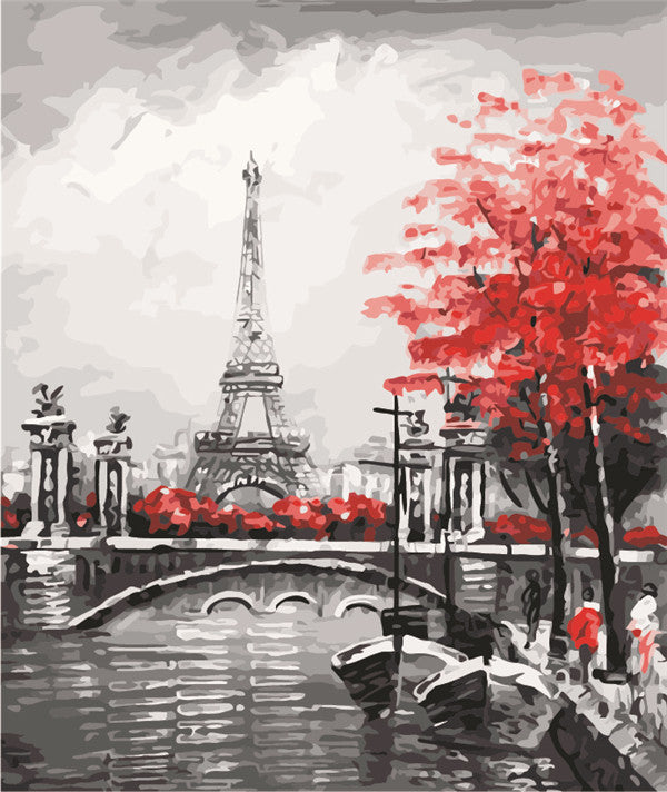 Paris in Crimson - DIY Painting By Numbers Kit