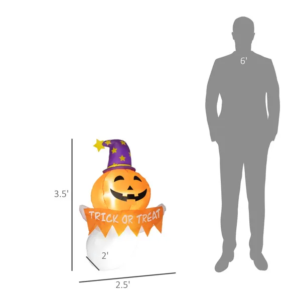 3.4 ft Inflatable LED Window Ghost with Pumpkin Face – image 4