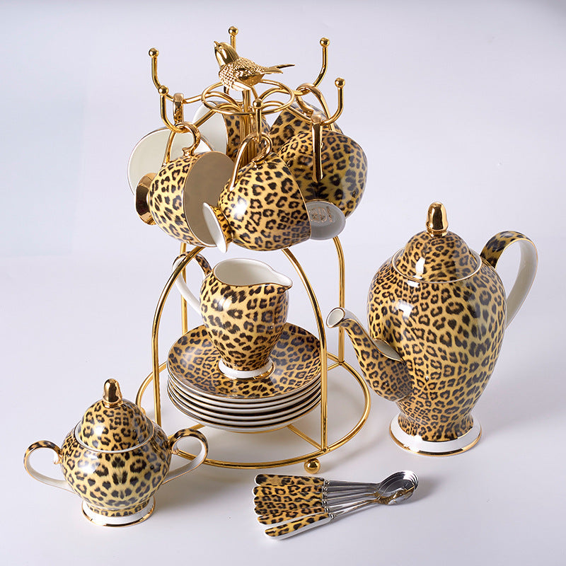 Leopard Bone China Coffee Cup And Saucer Set