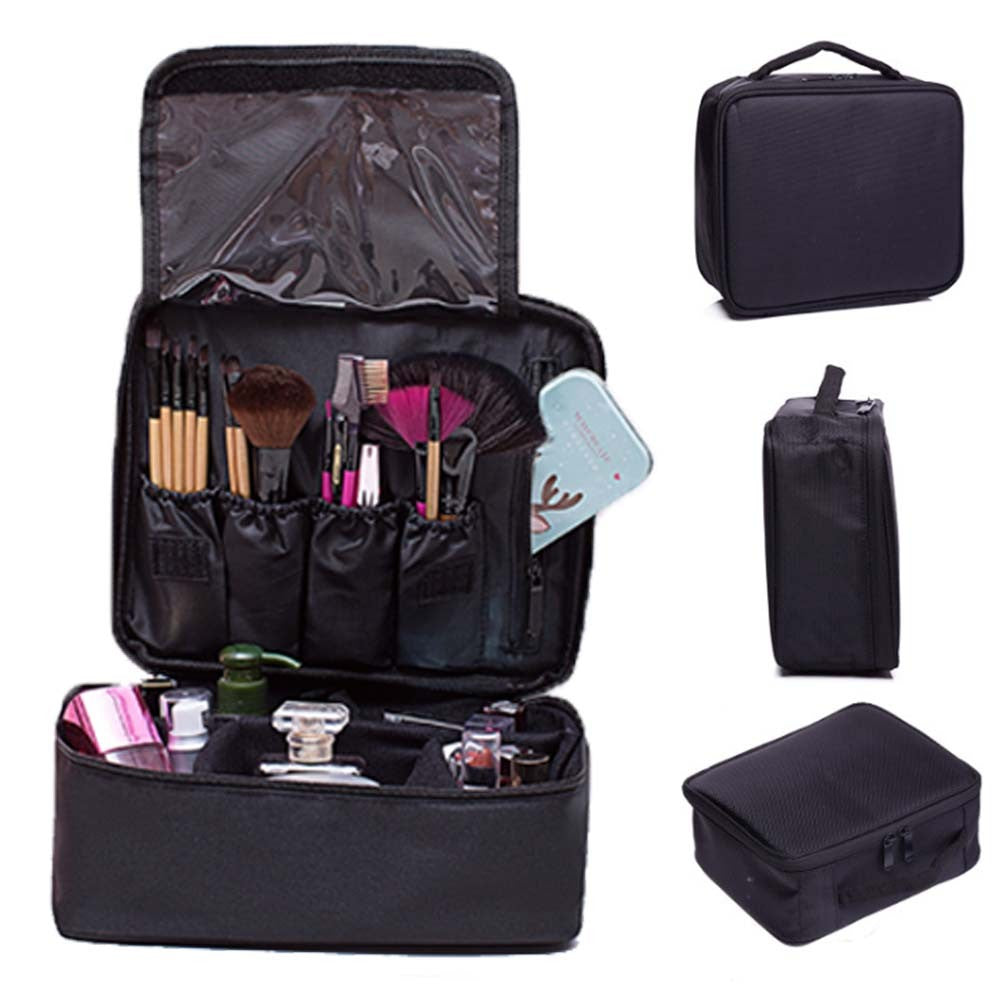 Divided Makeup Organizer Bag in Black