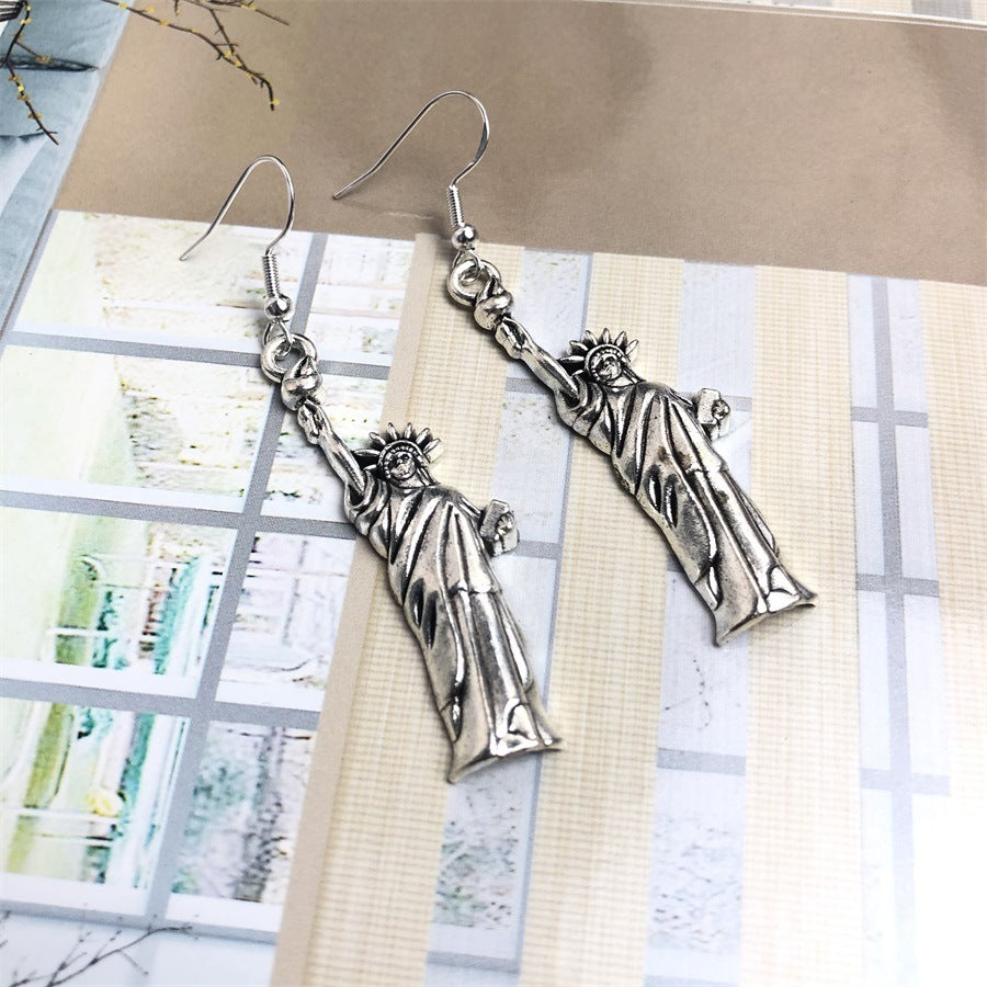 Simple Statue Of Liberty 925 Silver Pin Earrings