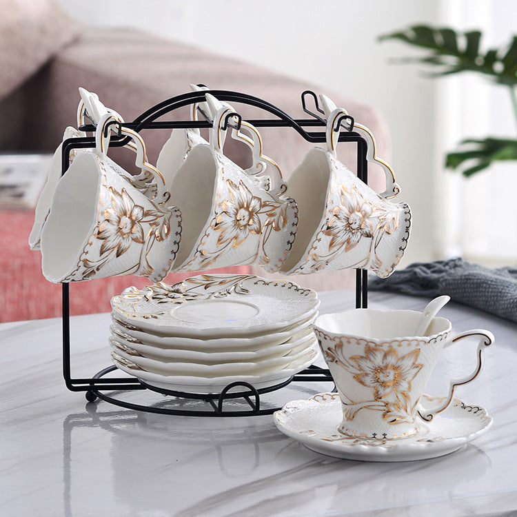 Creative Ceramic Bone China Lace Coffee Cup