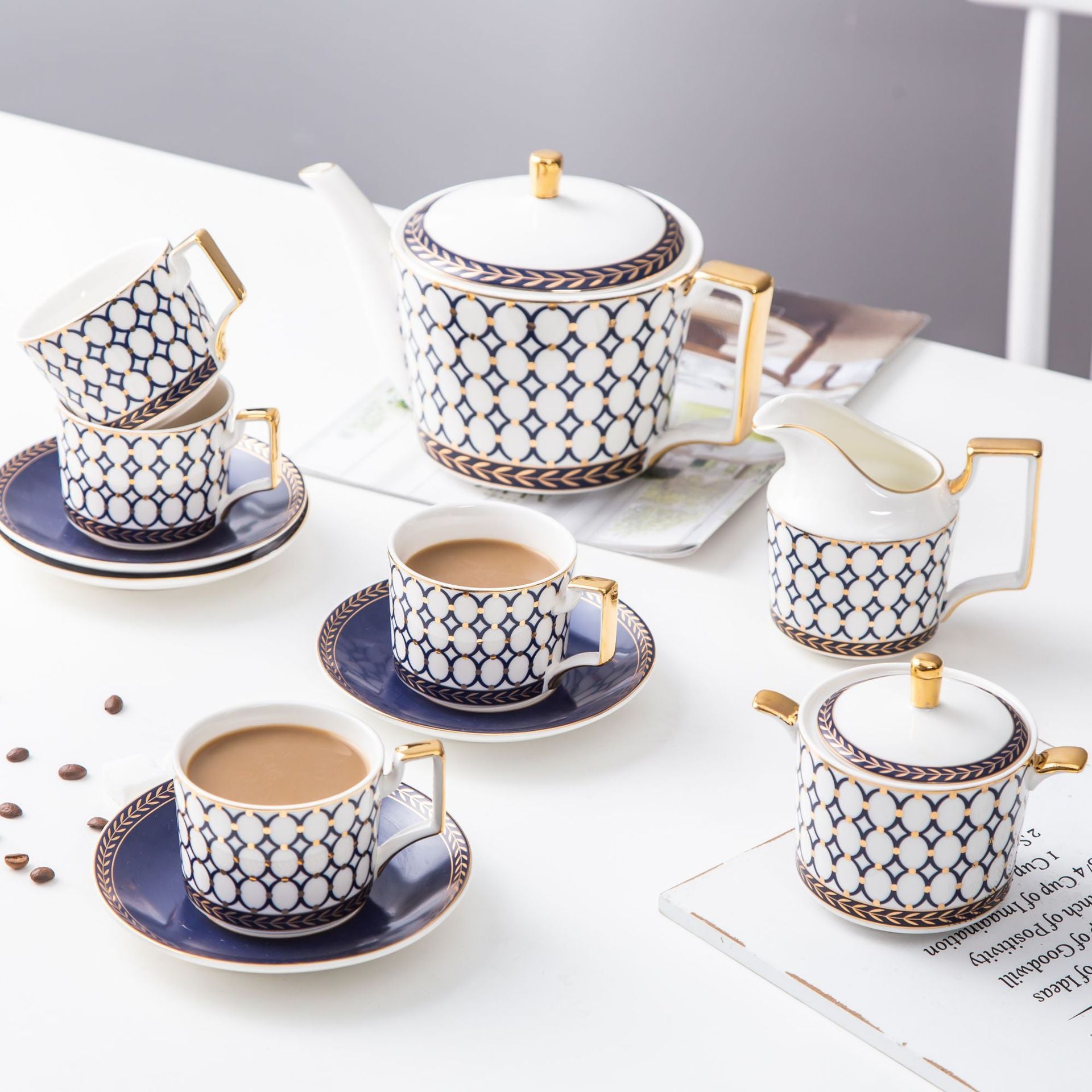 Bone China Coffee Cup And Saucer Set Ceramic Tea Set Afternoon Tea Red Tea Cup