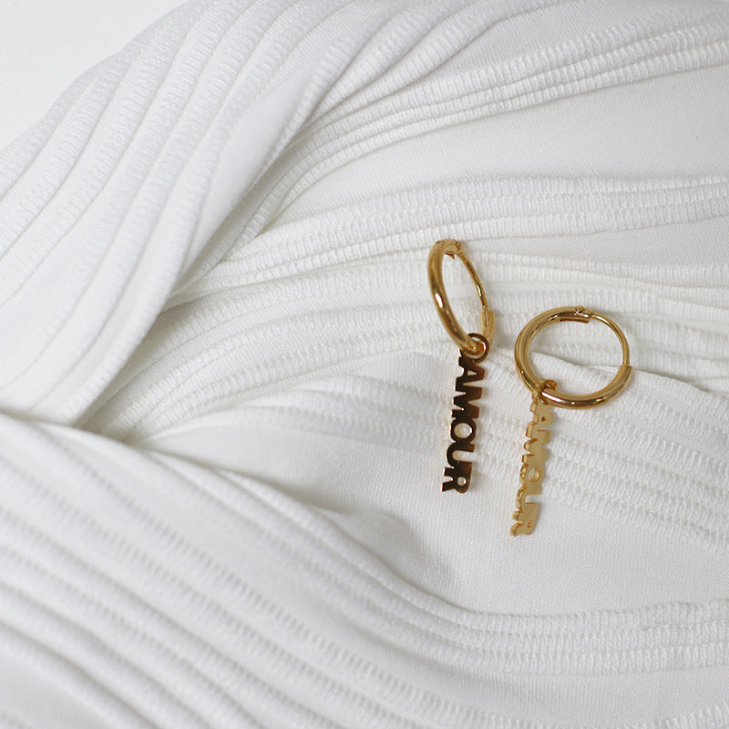 Paris French Alphabet Cutout Earrings Petite