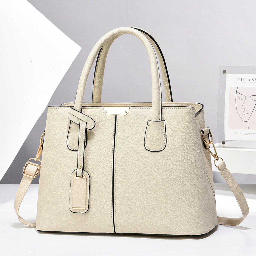 Structured Satchel Tote in Beige
