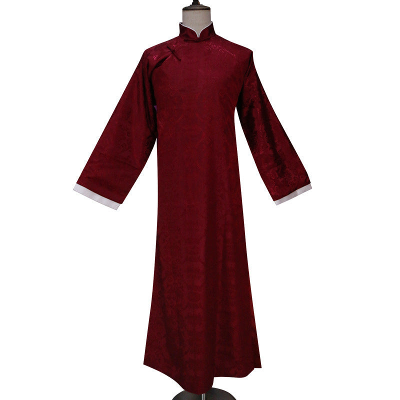 Republic Of China Style Men's Chinese Style Groomsmen Dress Gown Robe Mandarin Tang Suit