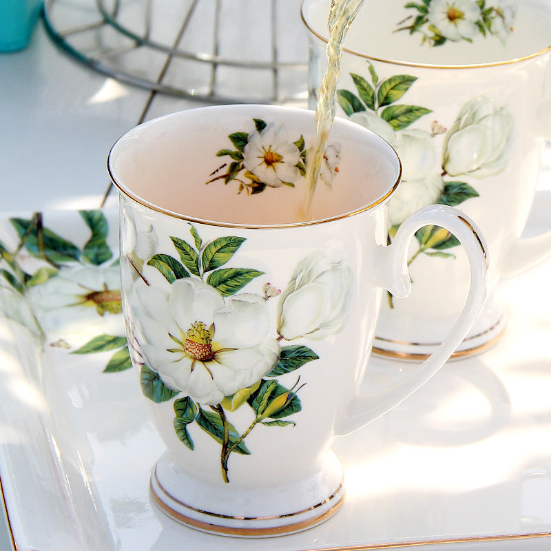 Creative European-style Mug Ceramic Large-capacity Bone China Water Cup With Lid