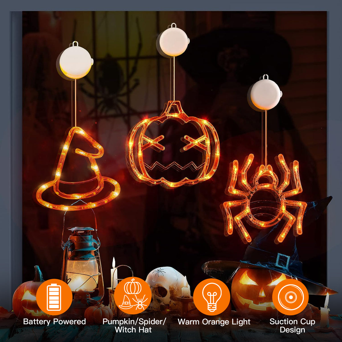 Halloween Window Lights — Set of 3