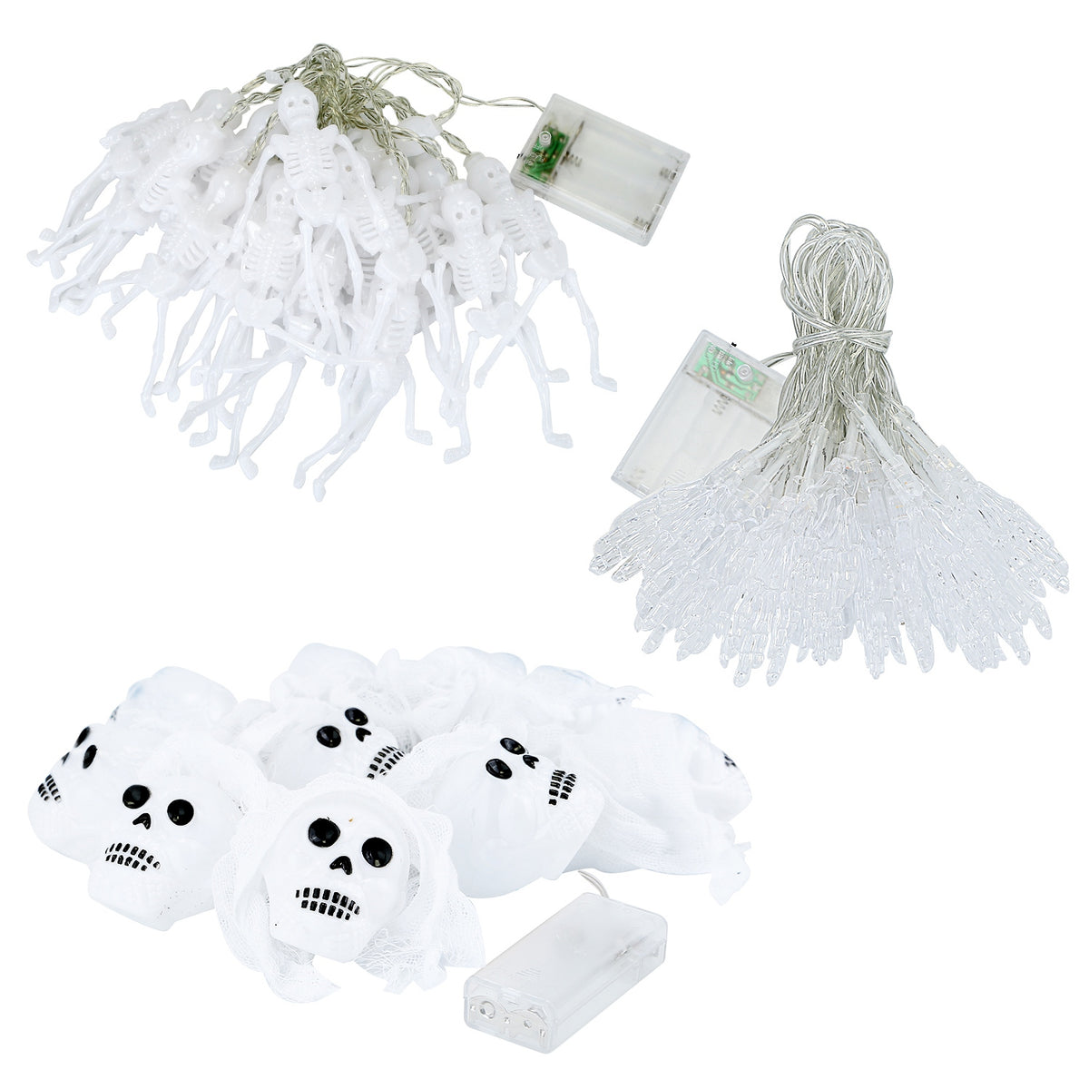 Skeleton & Ghost String Lights — Set of 3