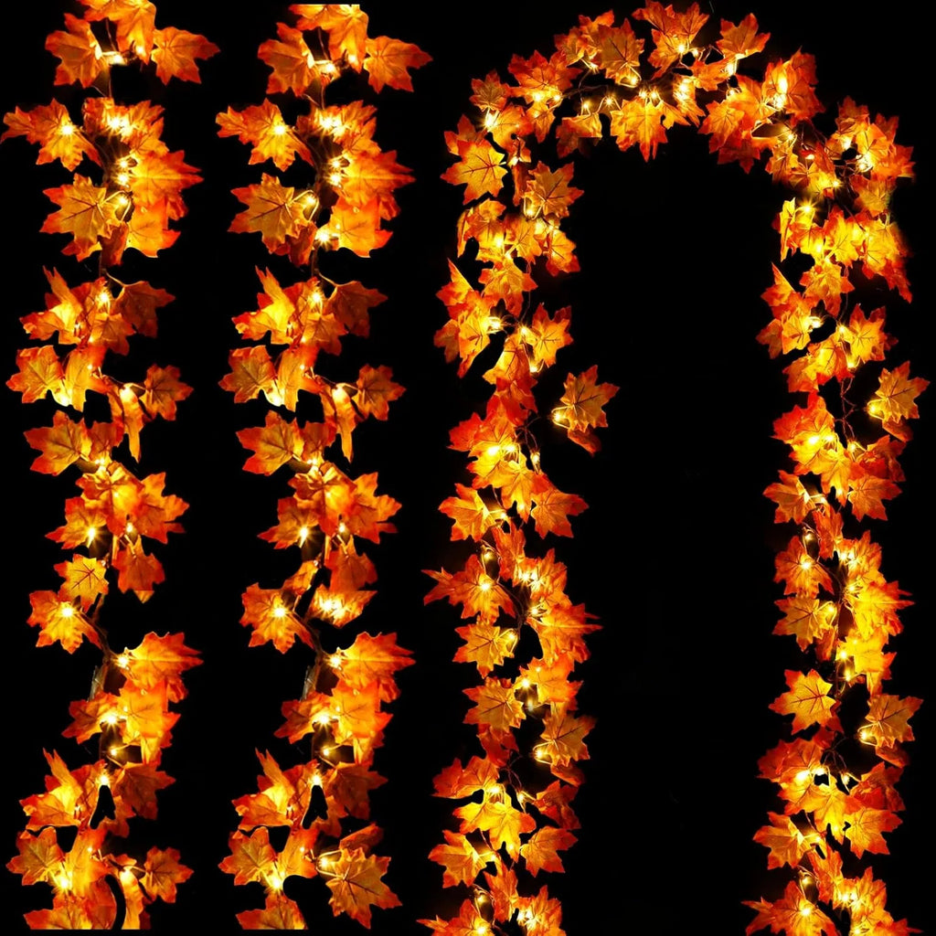 Autumn Maple Leaf Garland Lights — 3 Pack