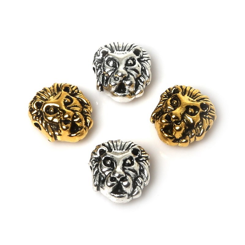 12mm 10pcs  Lion Leopard Head Beads Antique Silver Charms Pendant Beads For Jewelry Making Bracelet DIY Jewelry Findings (China)