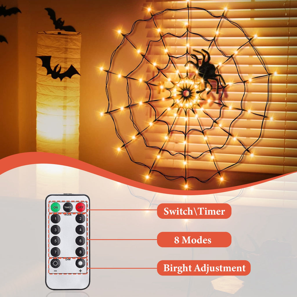 Light-Up Spider Web with Hairy Spider, 3.3 ft, with Remote – image 7