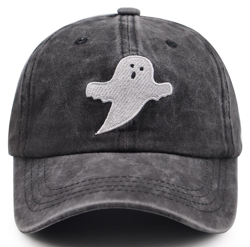 Embroidered Ghost Vintage-Washed Baseball Cap – image 1