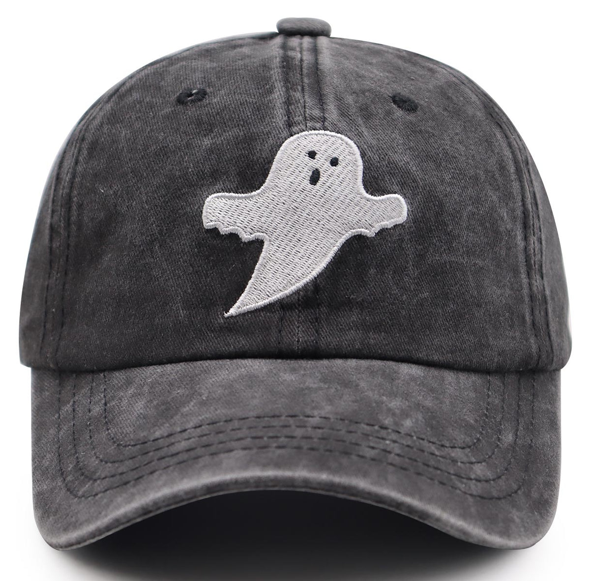 Embroidered Ghost Vintage-Washed Baseball Cap – image 1