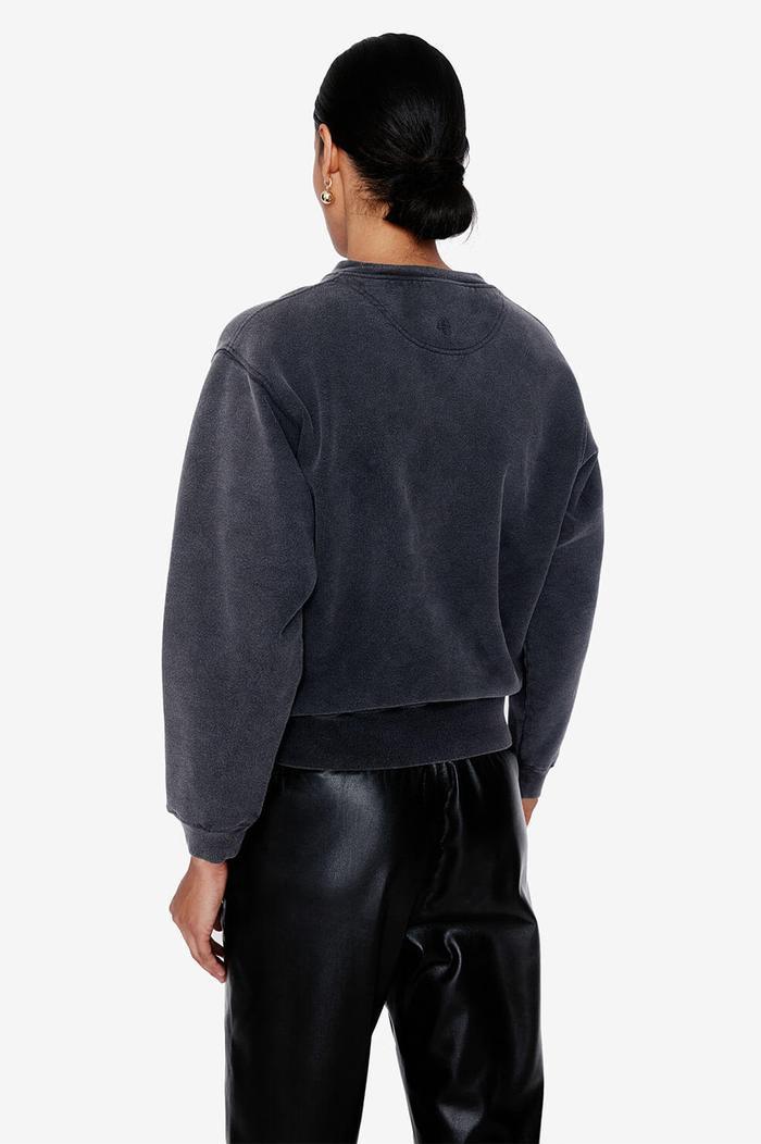 Women's Letter PARIS Black And Gray Round Neck Cotton Sweater